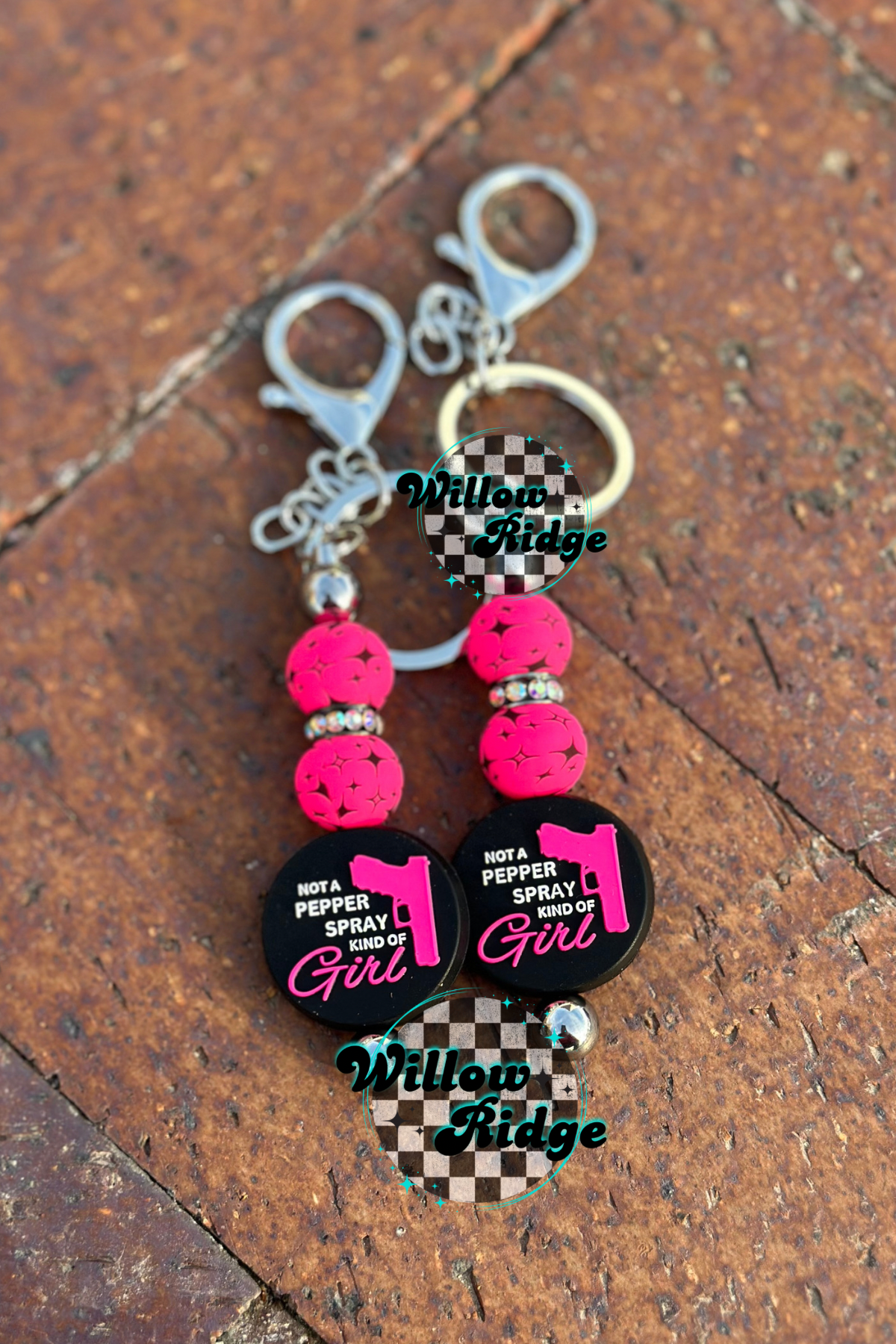 4 Point Star Hot Pink Printed Bead