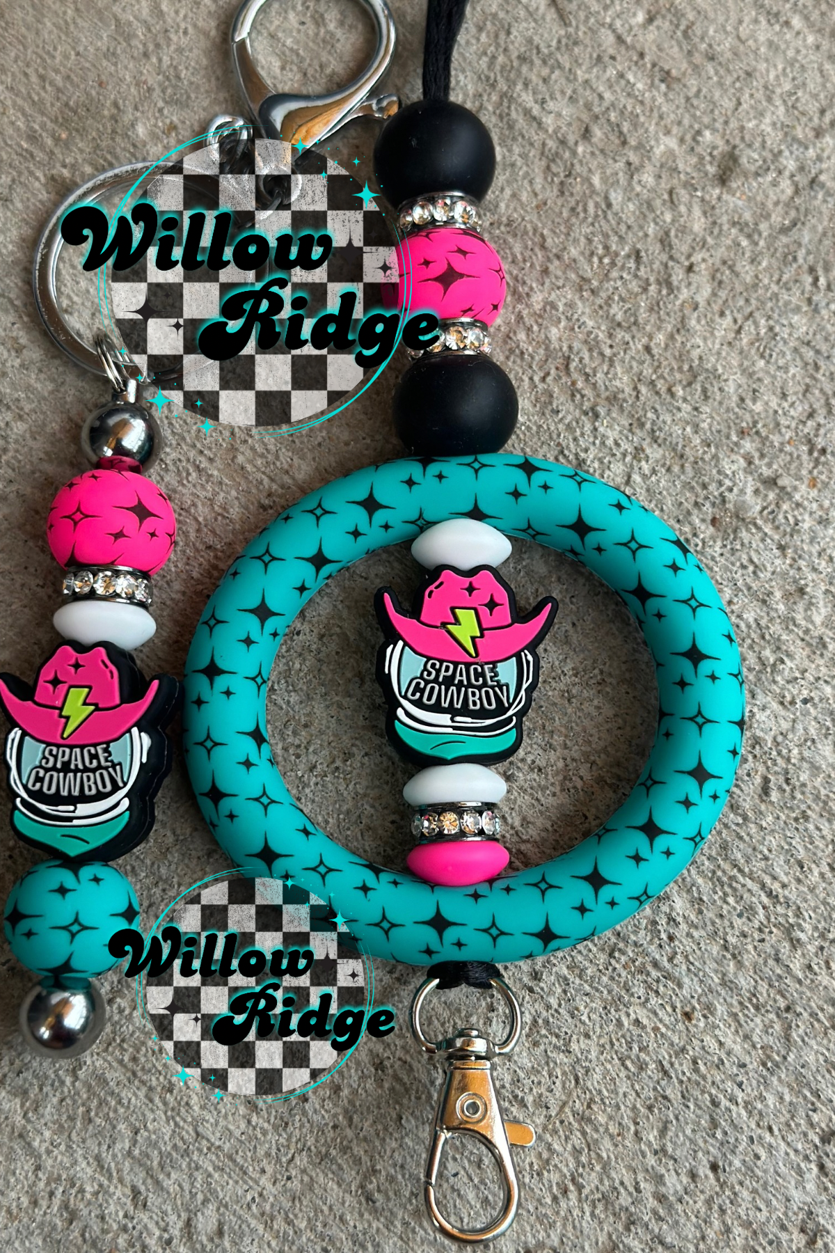 4 Point Star Hot Pink Printed Bead