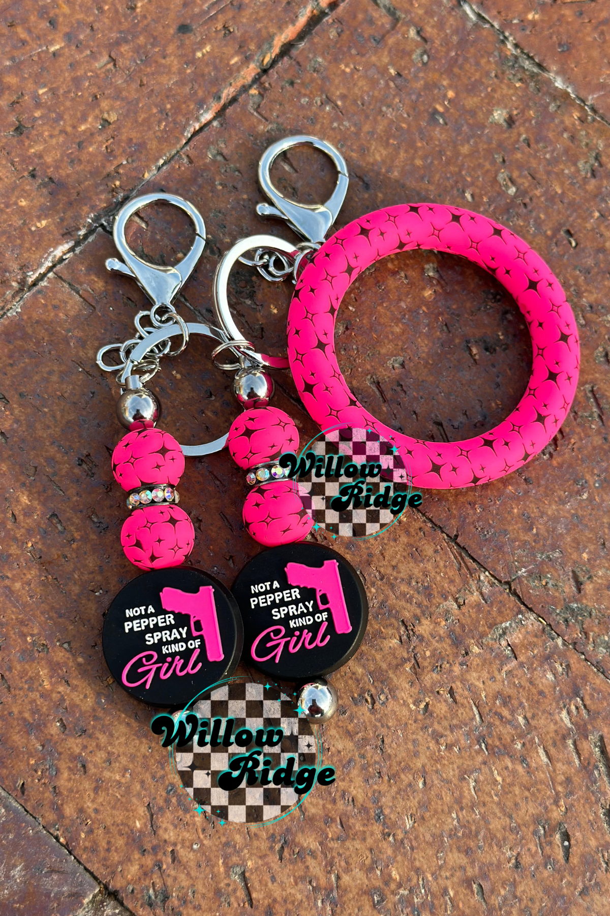 4 Point Star Hot Pink Printed Bead