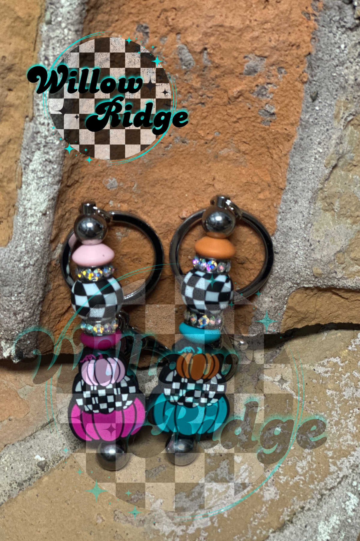 Checkered Stacked Pumpkin TEAL & RUST
