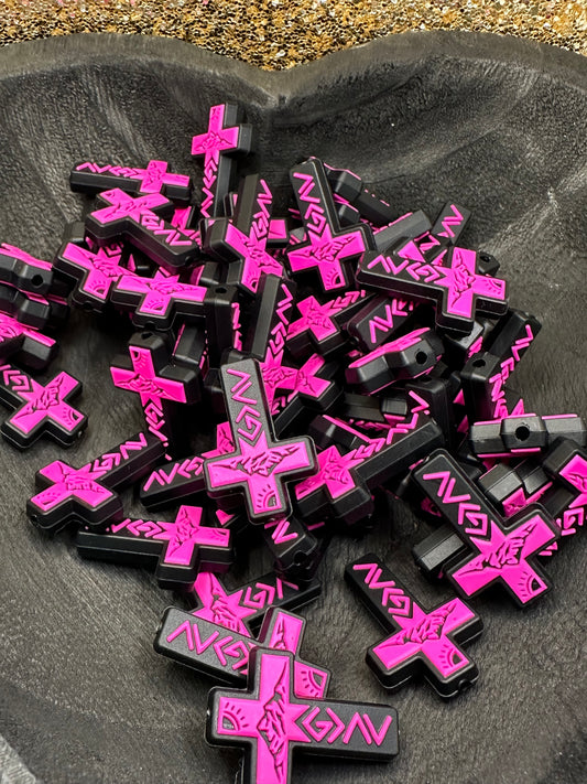 Black and Pink “God is Greater” cross