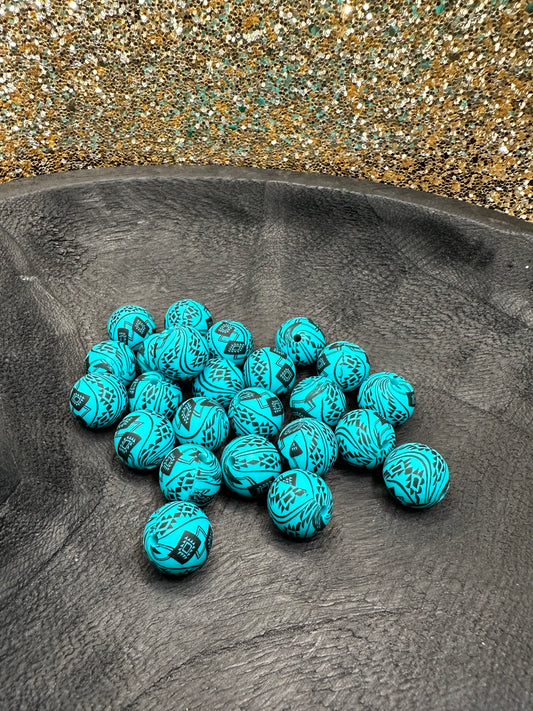 Turquoise Aztec Printed Bead
