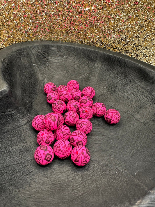 Hot Pink Aztec Printed Bead Exclusive