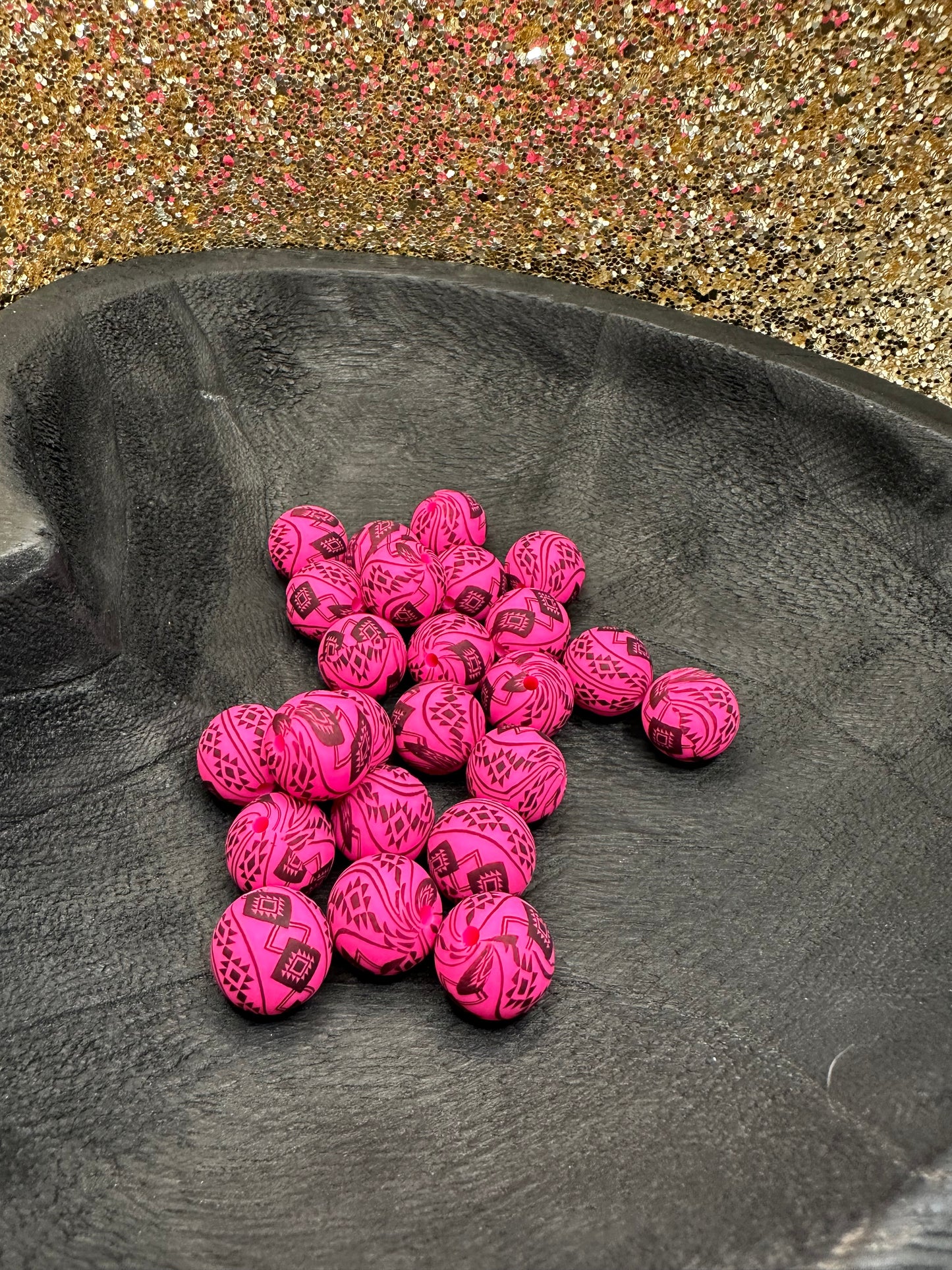 Hot Pink Aztec Printed Bead Exclusive
