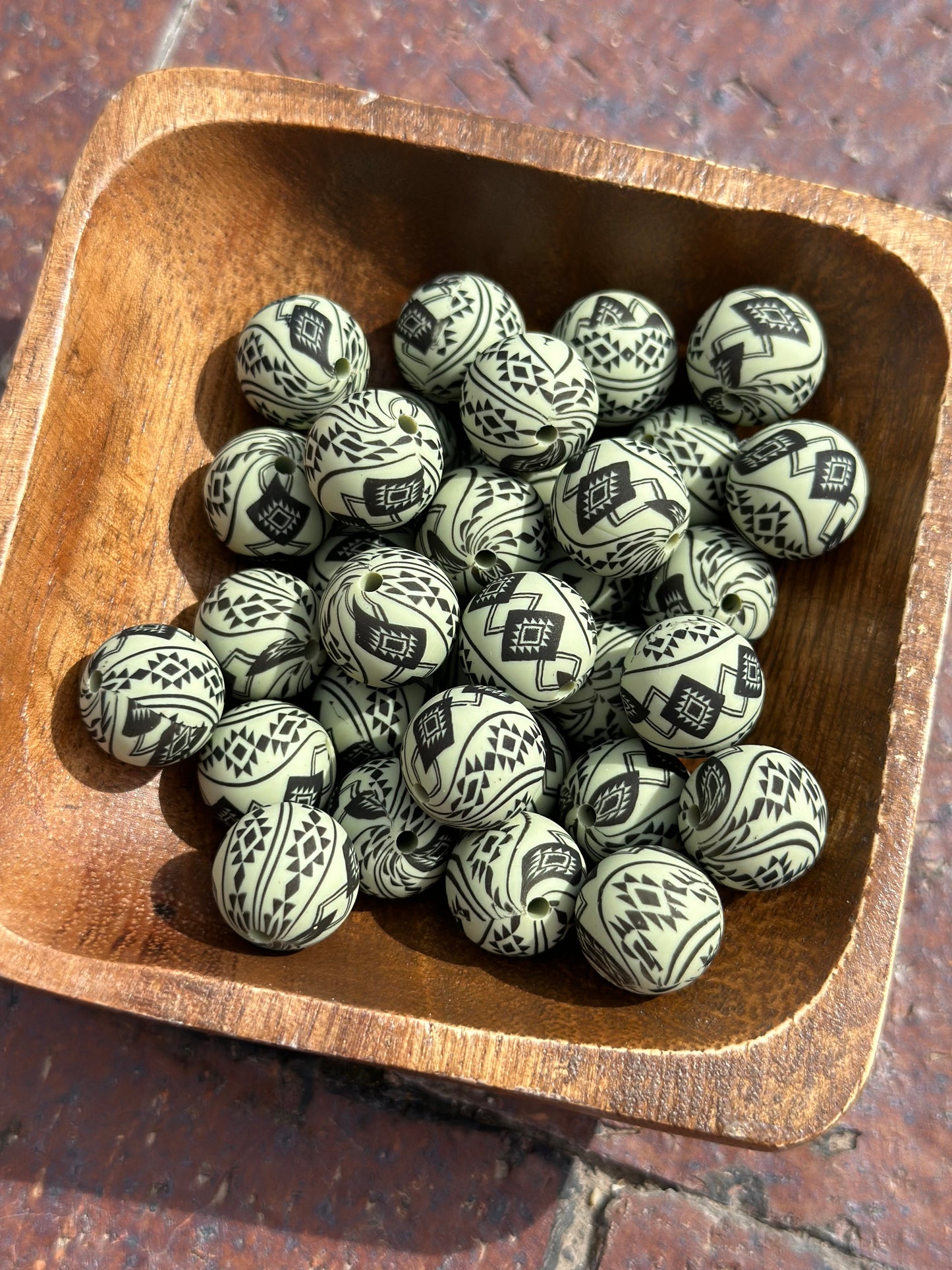 Aztec Light Green Printed Bead