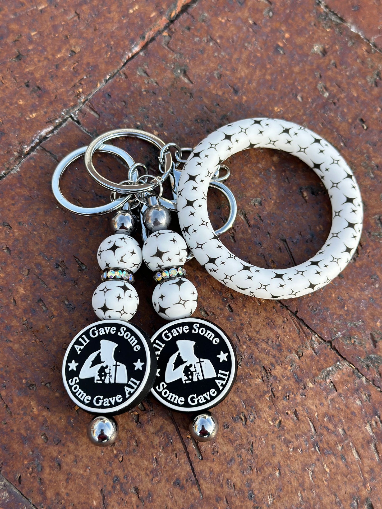 4 Point Star White Printed Bead