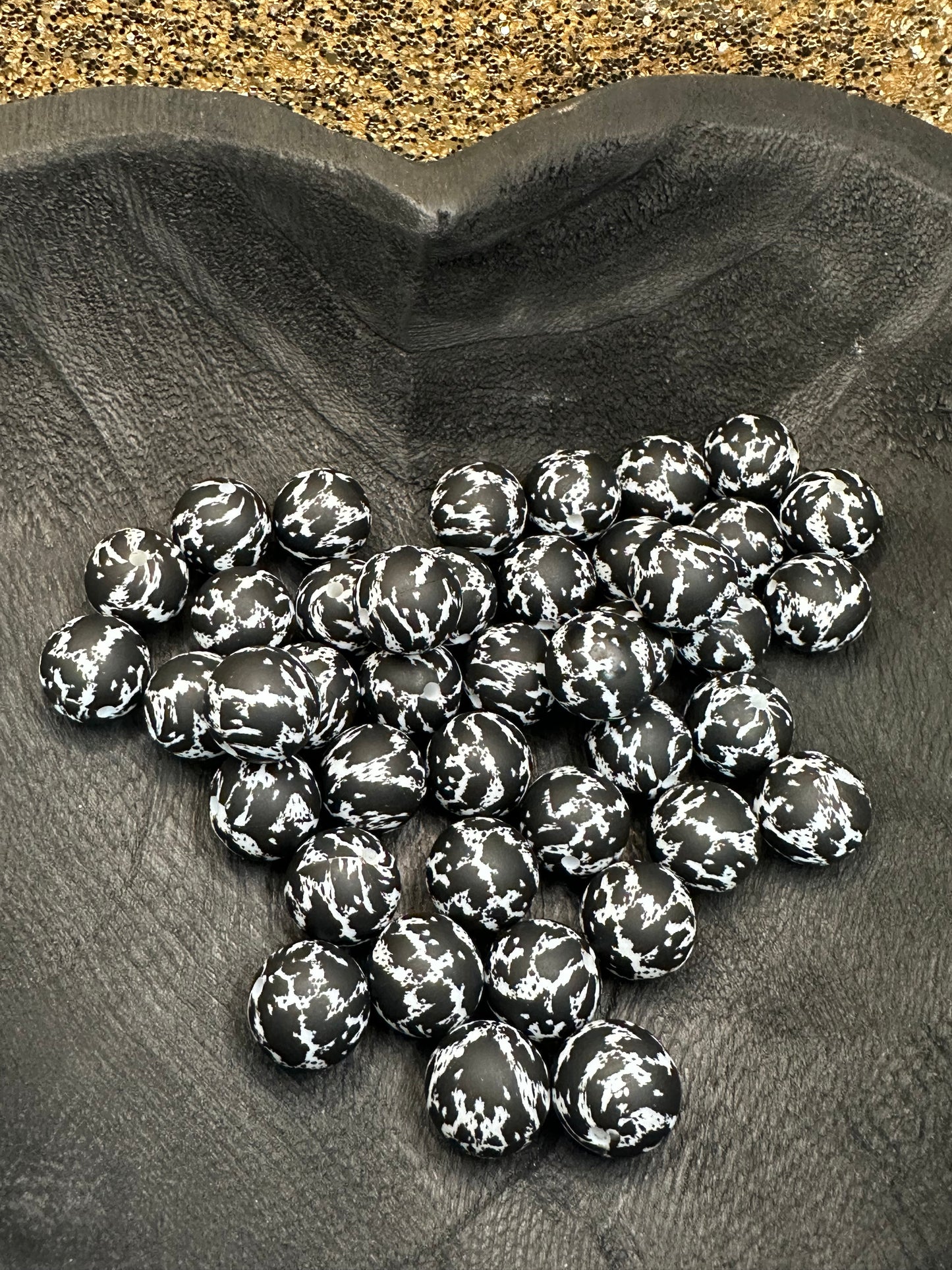 Black & White Cowhide Printed Bead Exclusive