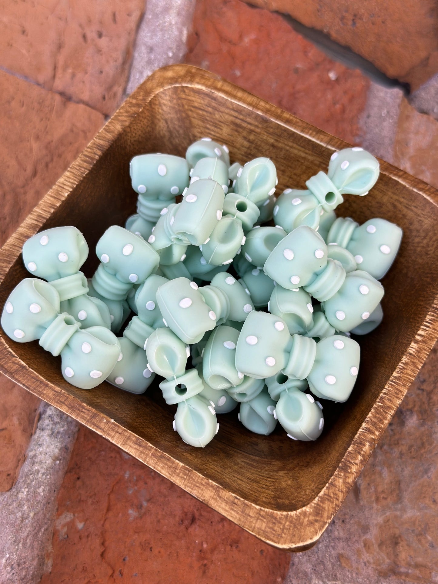 Sage Polka Dot Bow