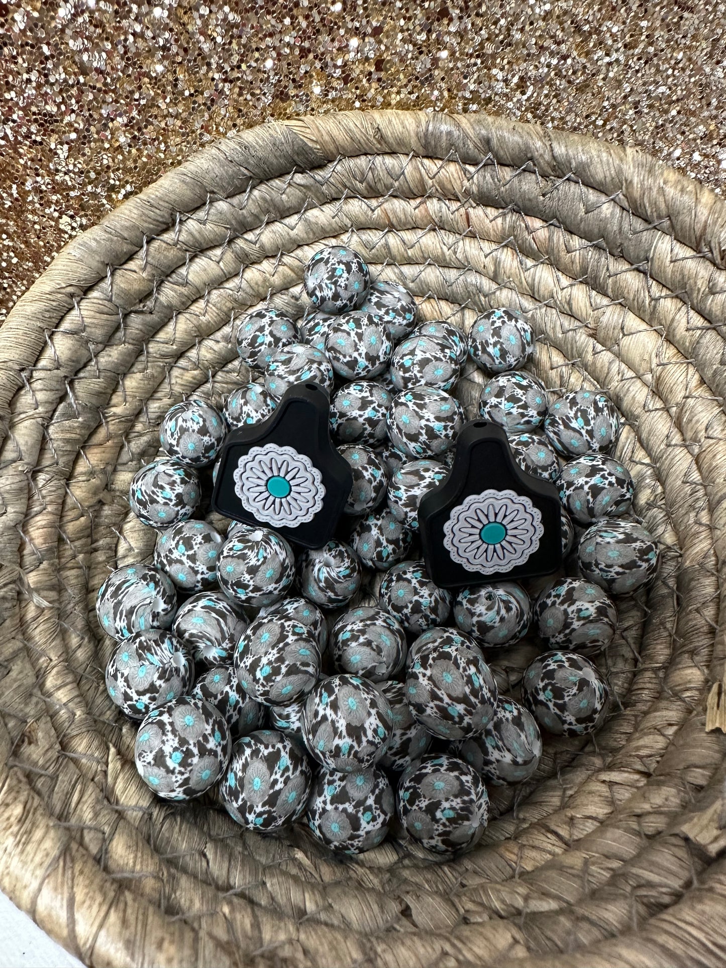 Squash Blossom Cow Printed Bead