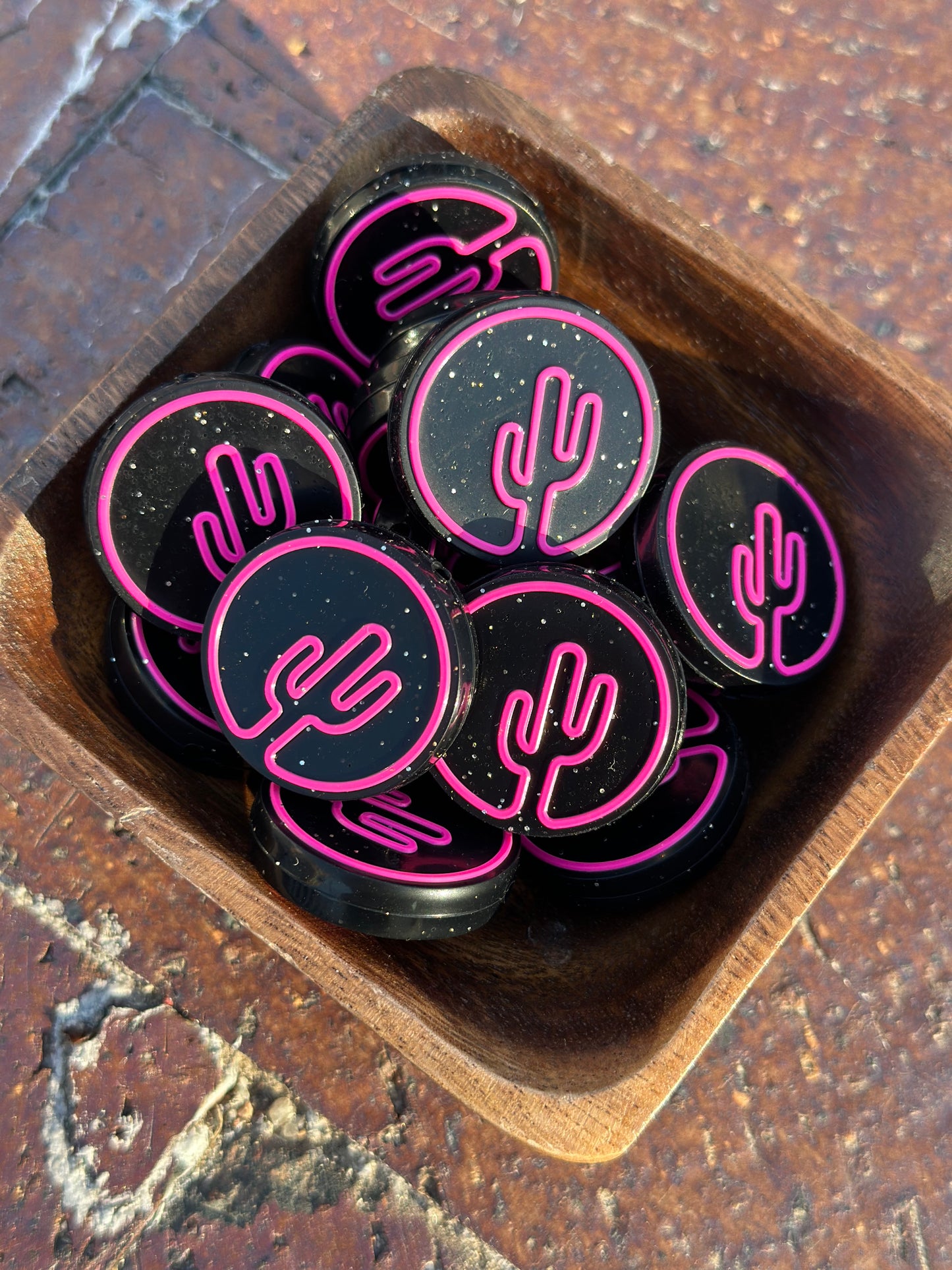 Black Cactus Silhouette Hot Pink