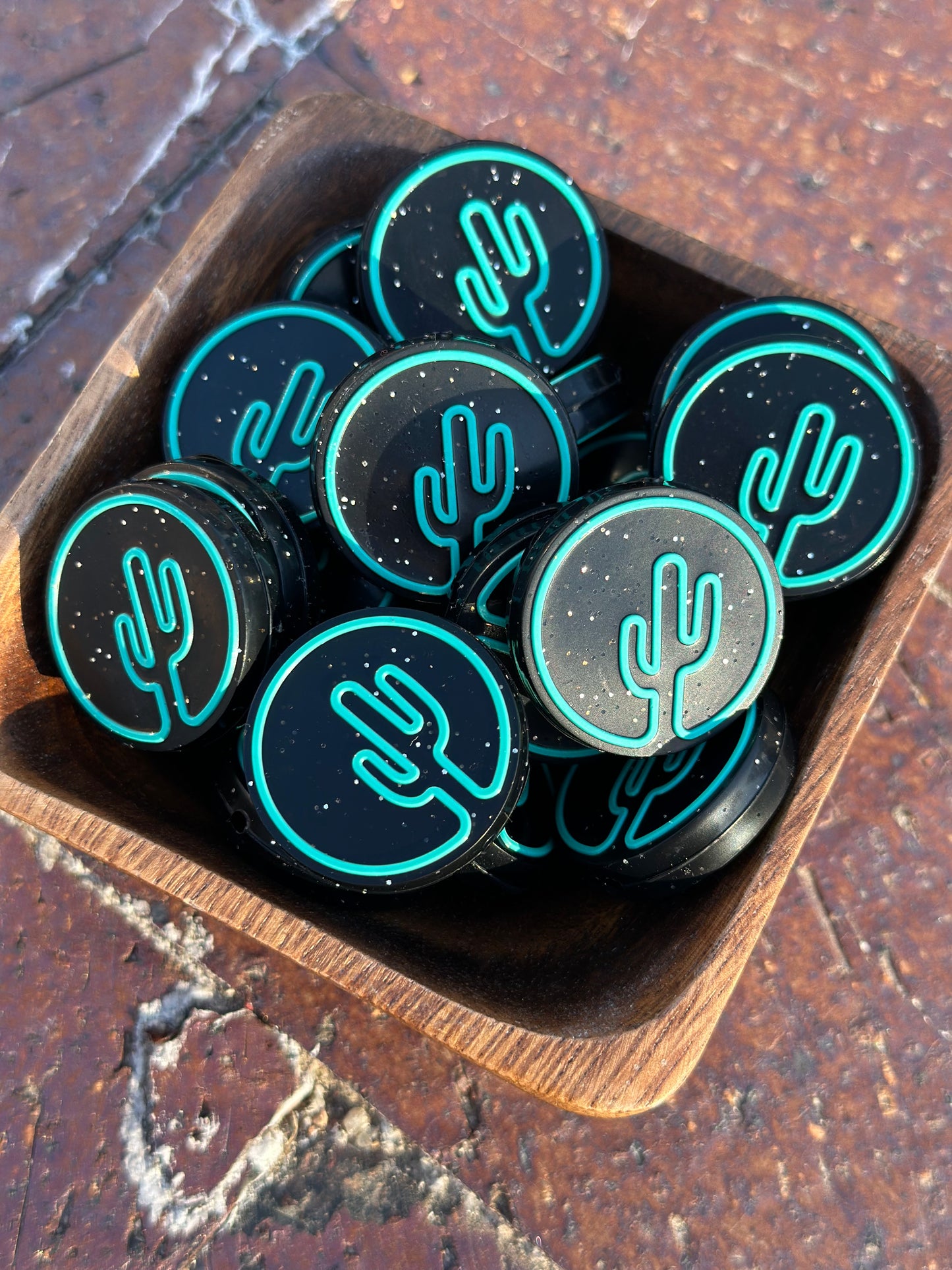 Black Cactus Silhouette Teal