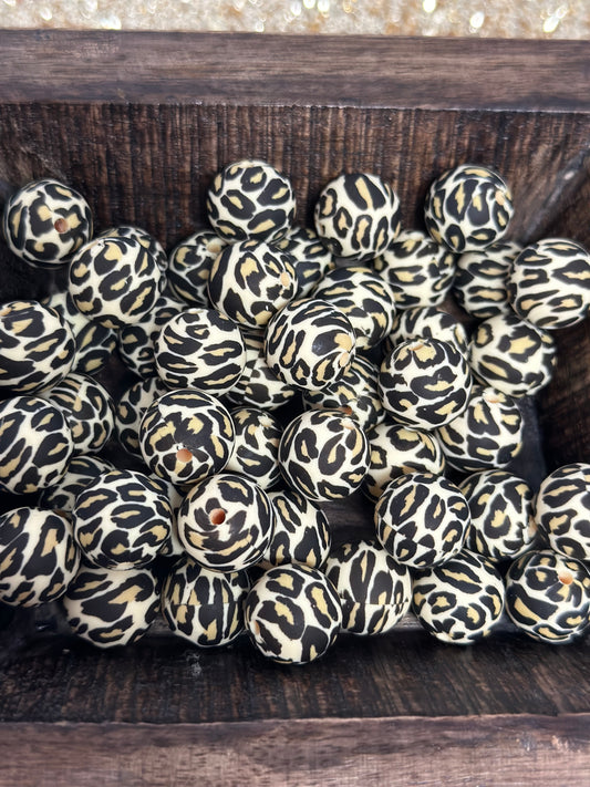 Tan Leopard Printed Bead