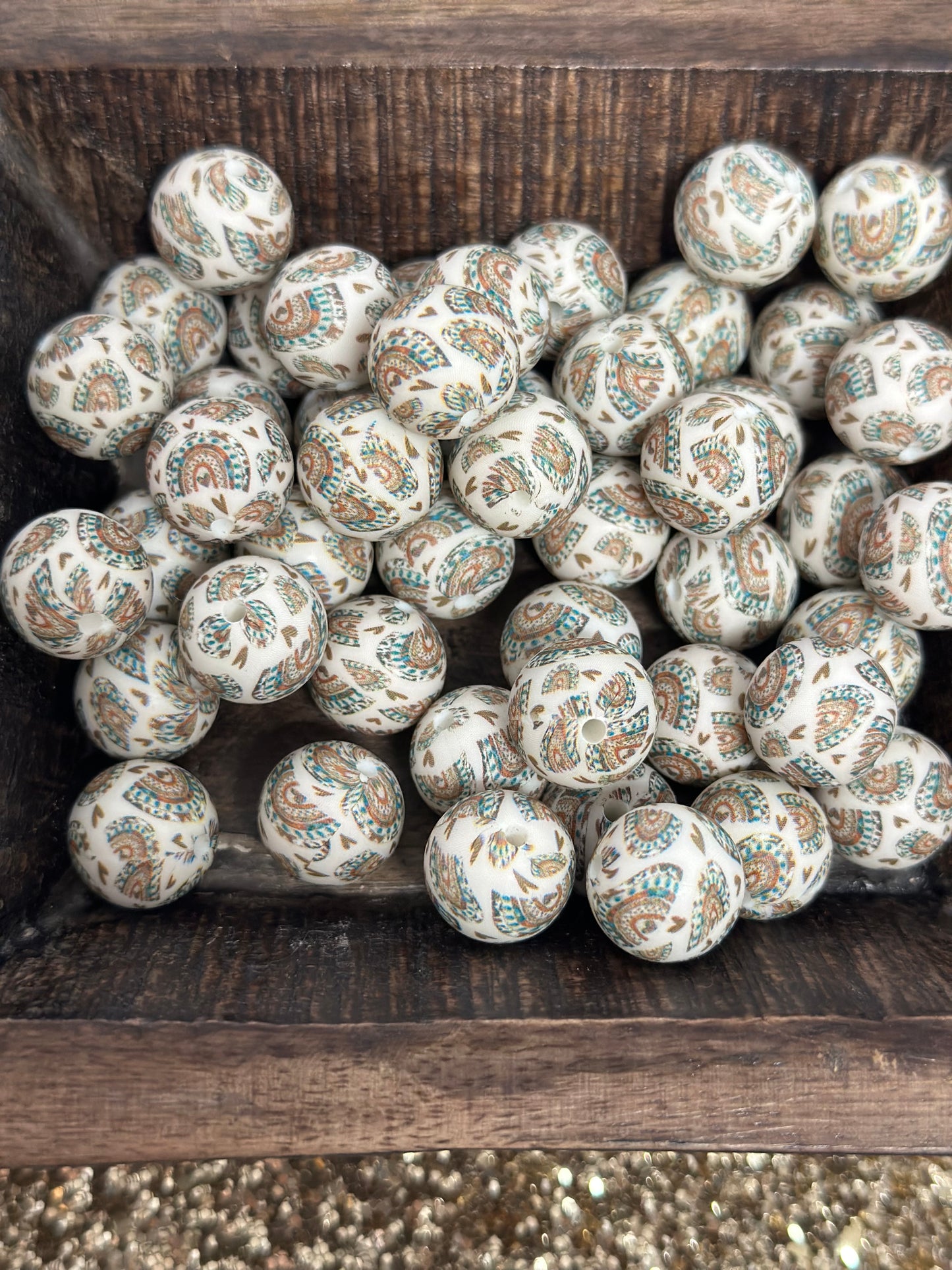Boho Western Rainbow Printed Bead