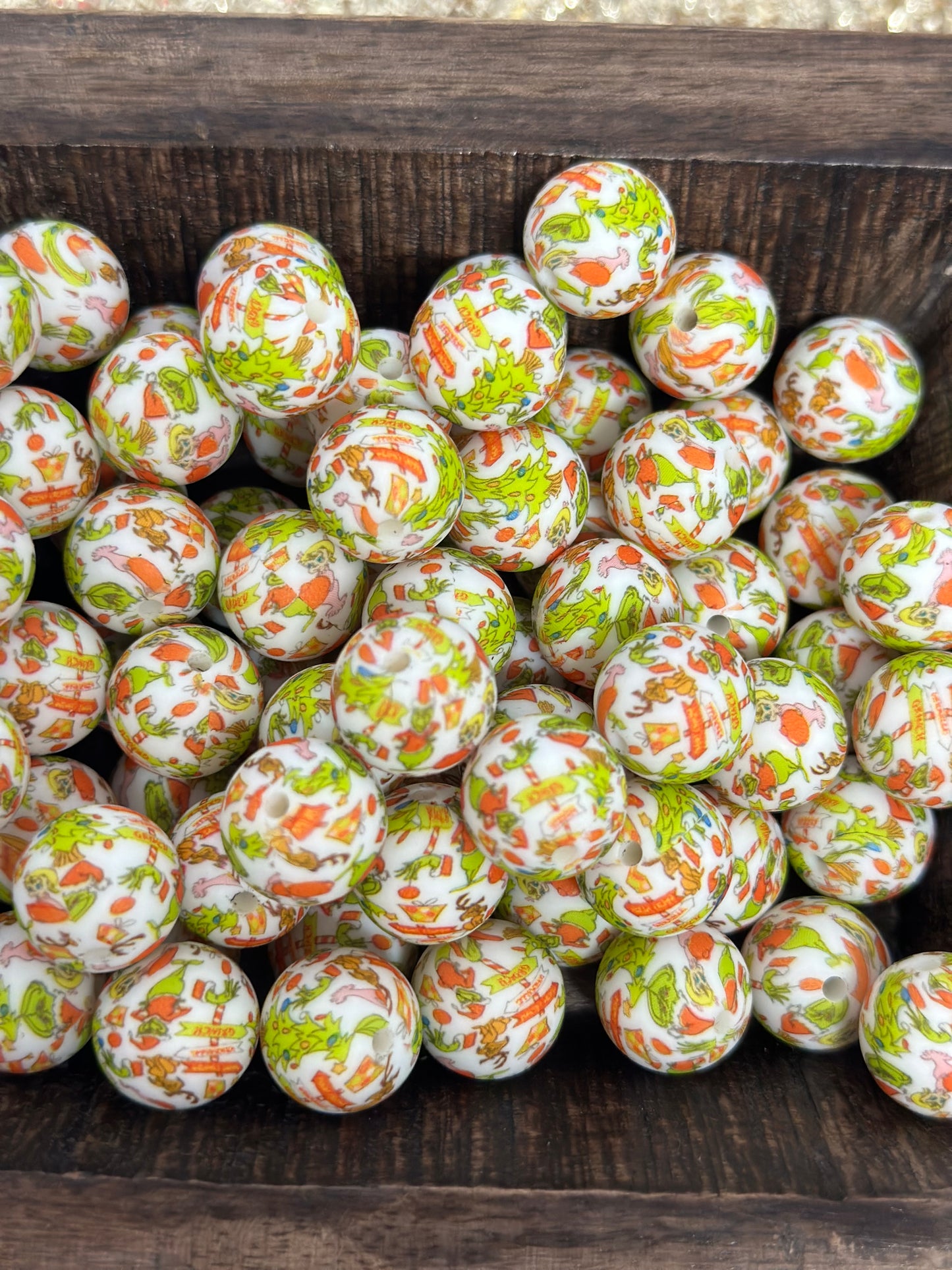 Green Guy Printed Bead