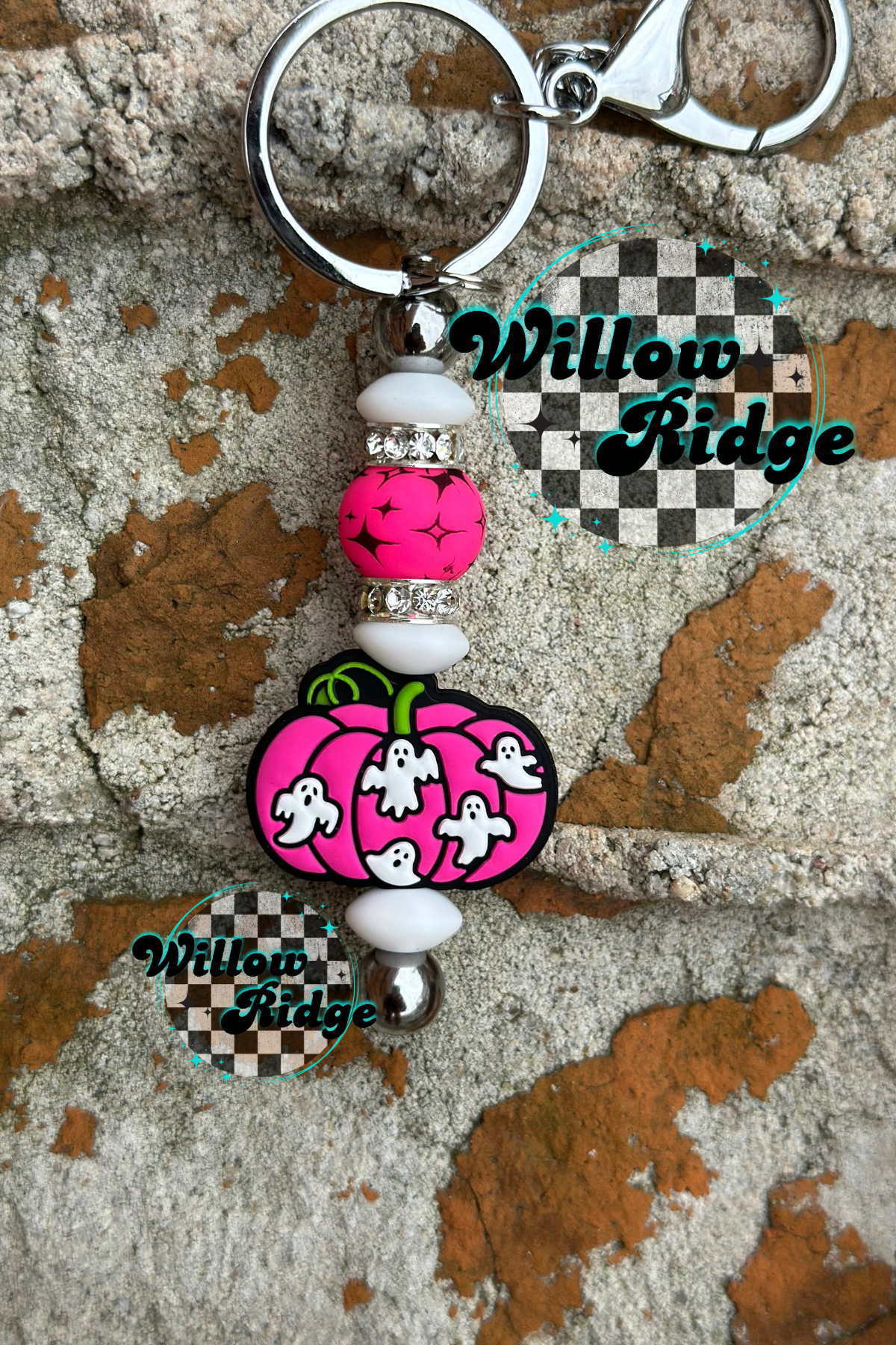 4 Point Star Hot Pink Printed Bead