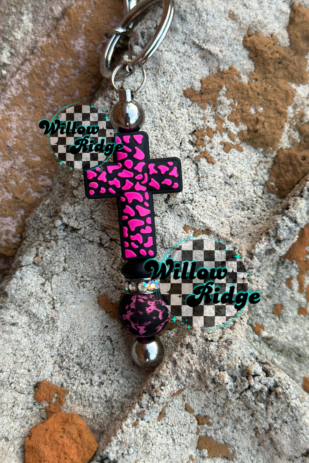 Black & Pink Cross Cow Print