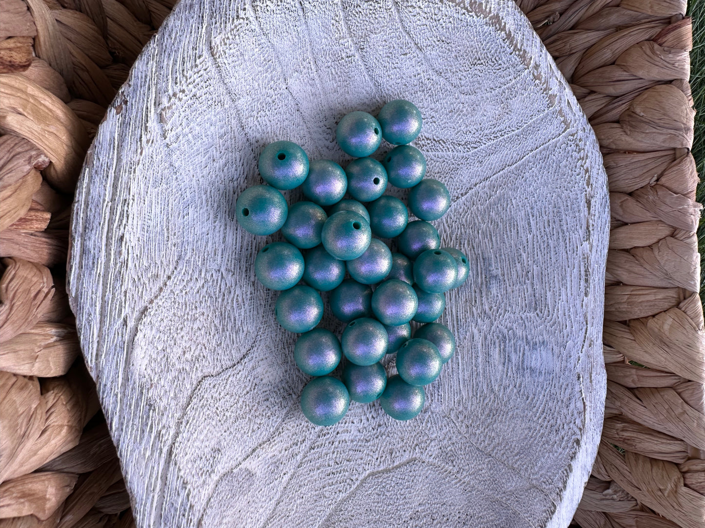 Dark teal opal 15mm