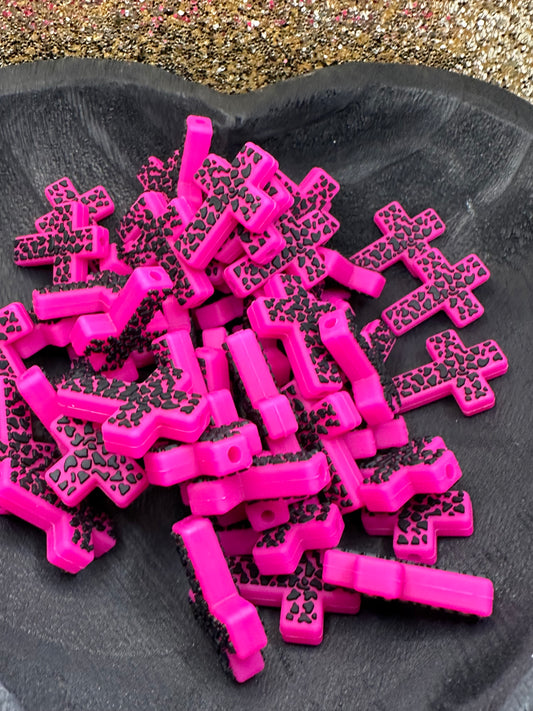 Hot Pink Cow Print Cross