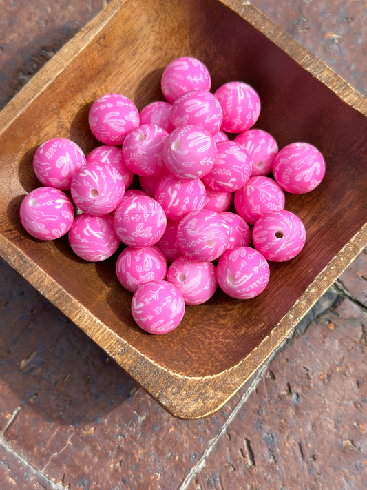 Cactus Pink Pastel Printed Bead