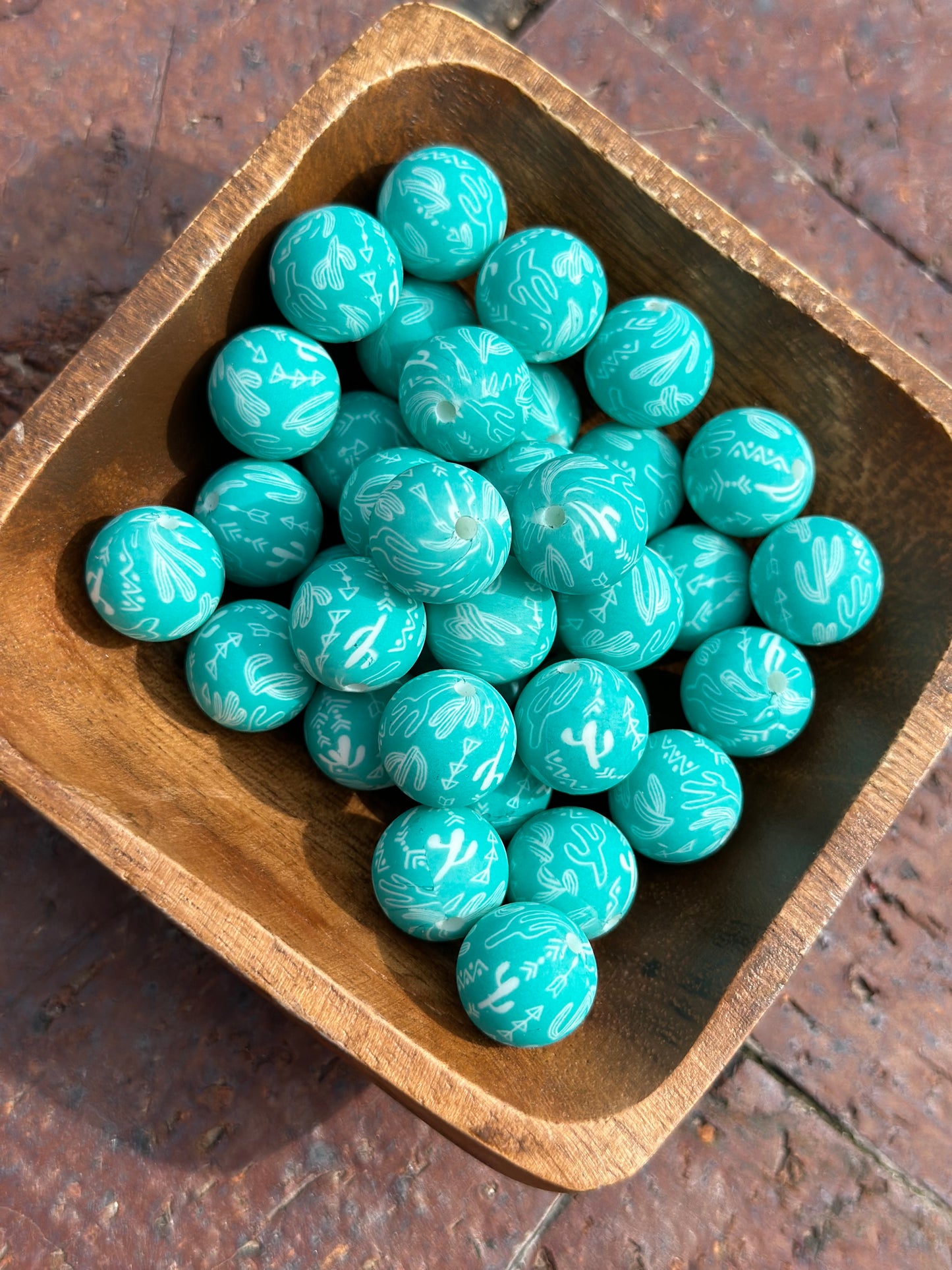 Cactus Turquoise Pastel Printed Bead