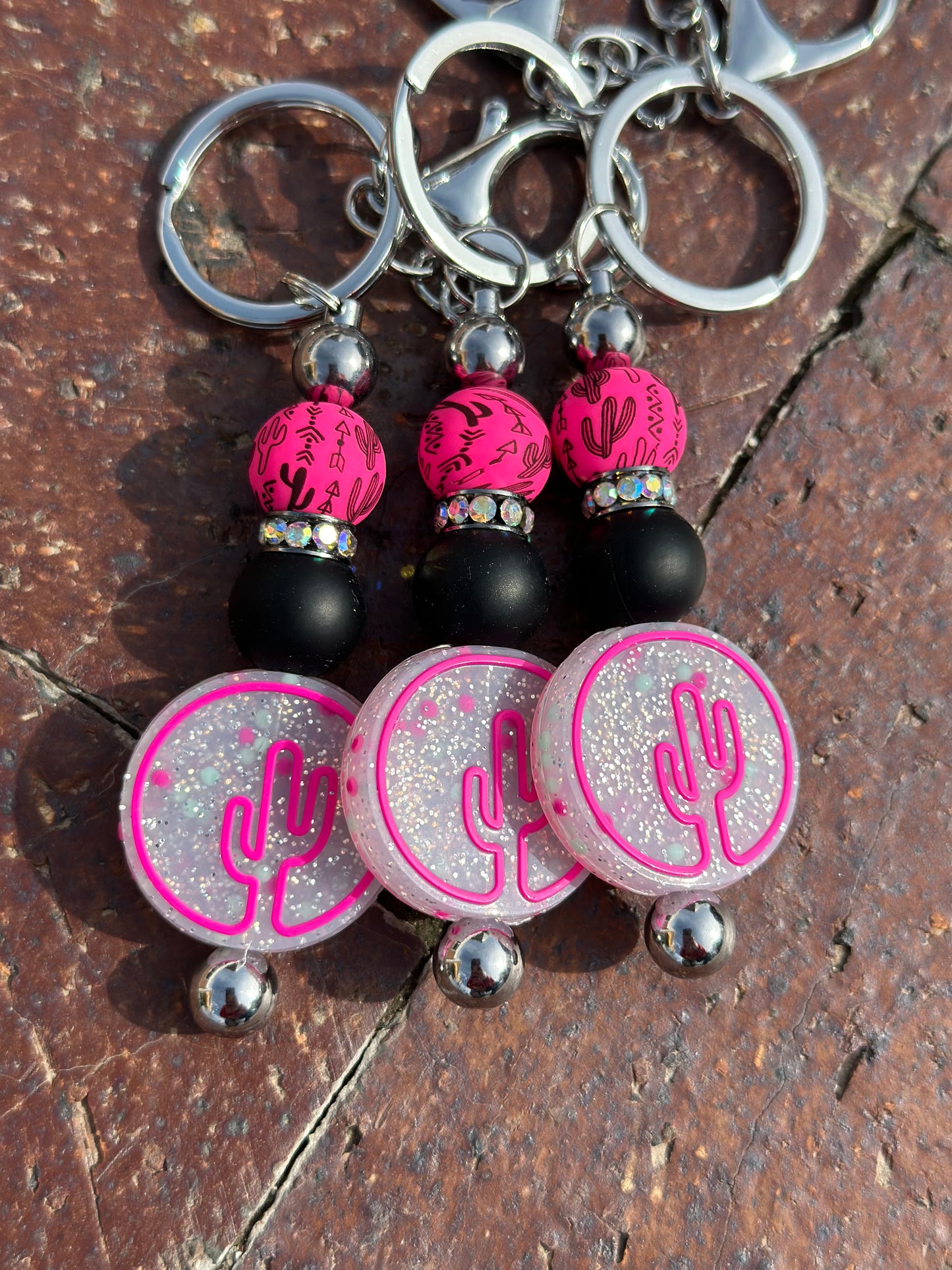 Cactus Hot Pink Printed Bead