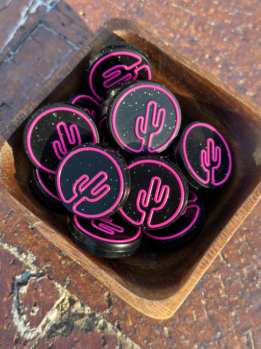 Black Cactus Silhouette Hot Pink