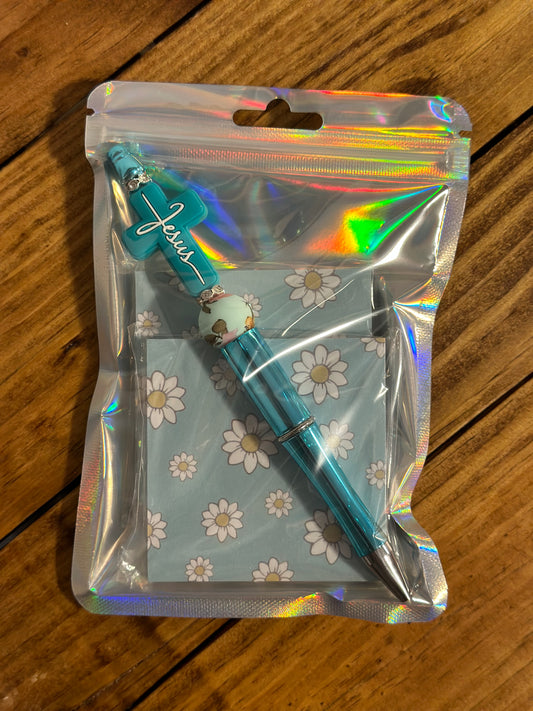 Jesus Cross Stationary Set- Teal