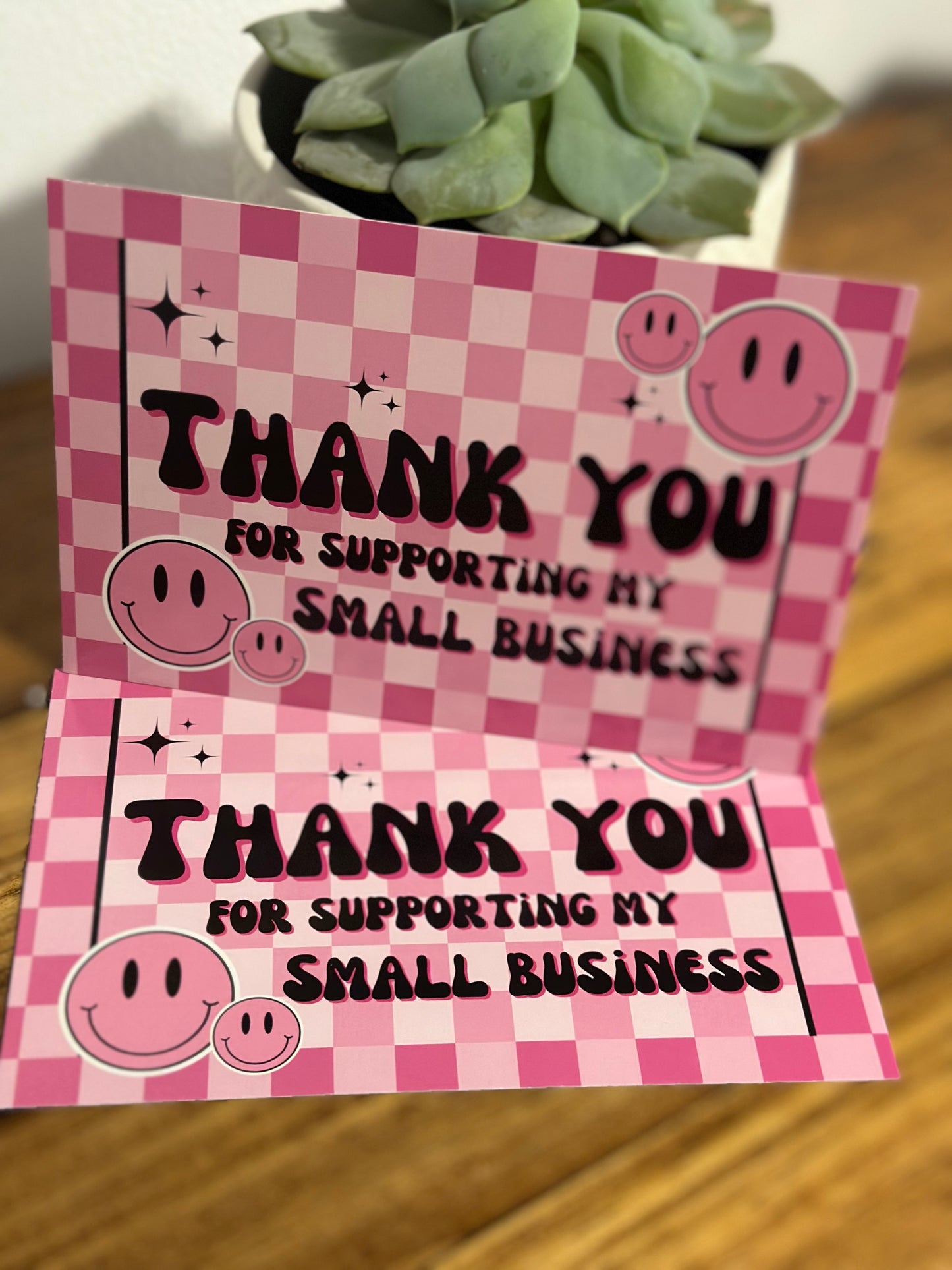 Retro Smiley Pink Thank You Card