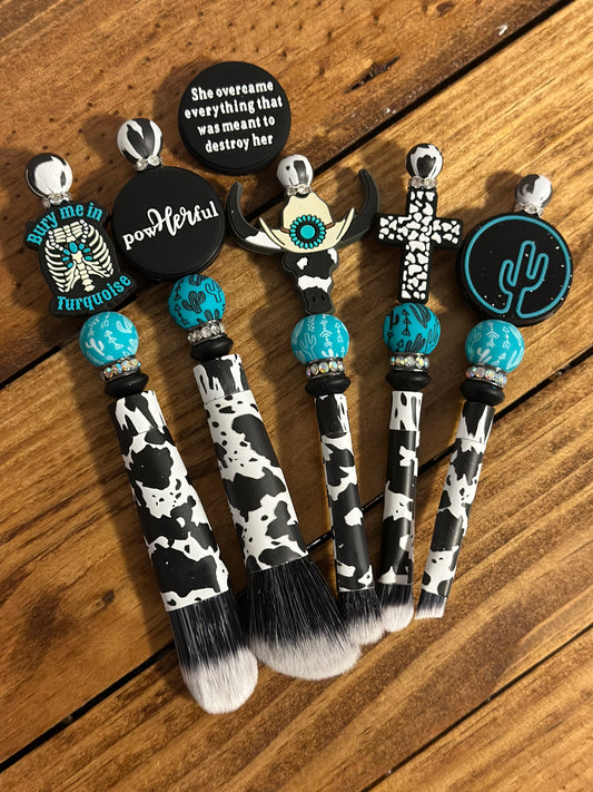 Cowhide Beaded Makeup Brushes