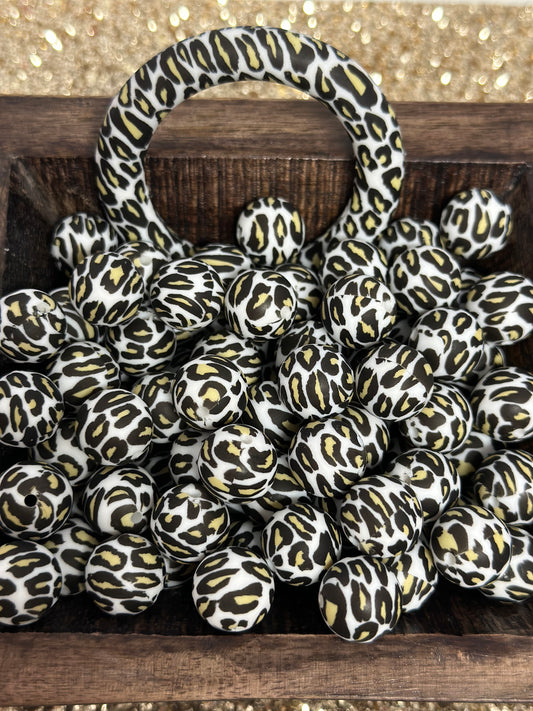 White Leopard Printed Bead