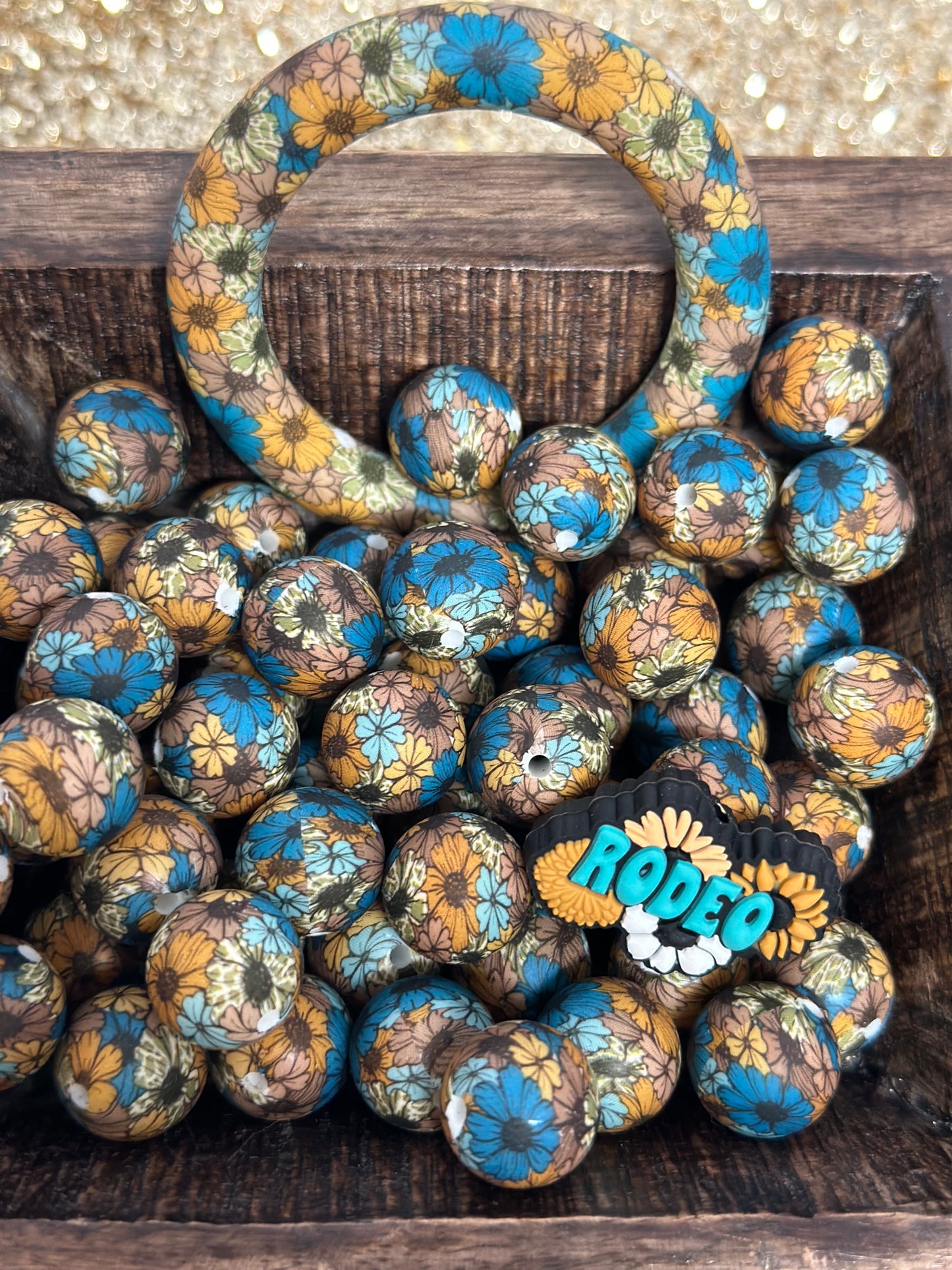 Boho Floral Printed Bead