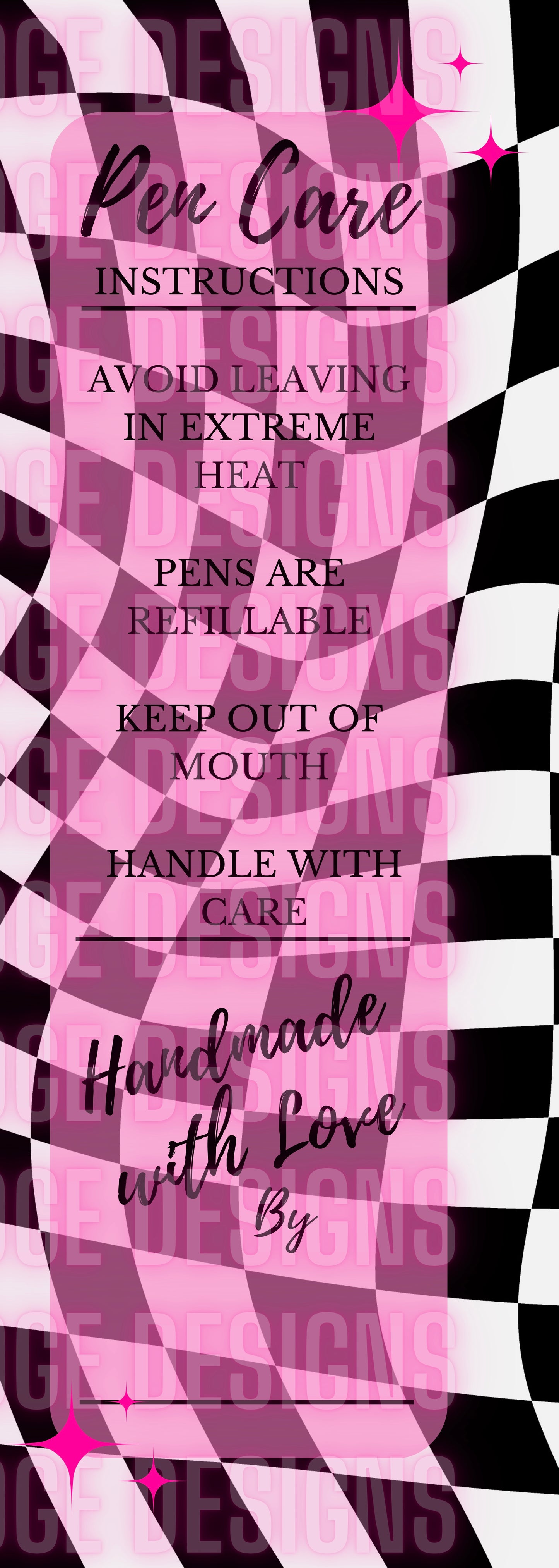 Pink Checkered Pen