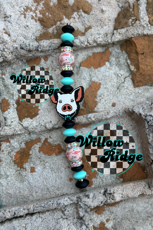 Turquoise Piggie Handle Charm